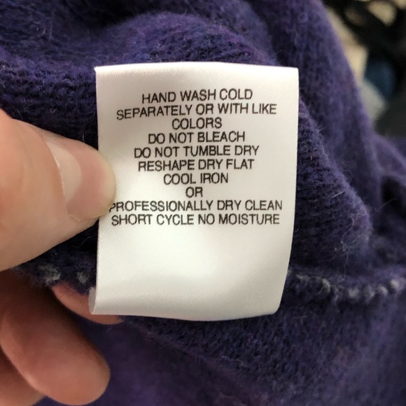 A IDA Grey & Purple One Button Cardigan Sweater Wool Blend - Picture 8 of 9